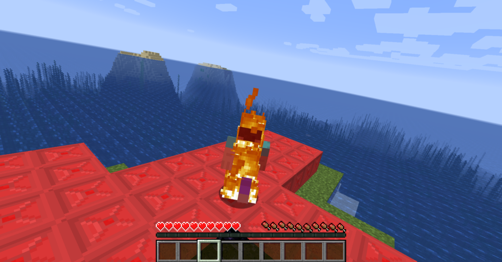 Walking on a custom advanced Block in Minecraft lights me on fire! 
